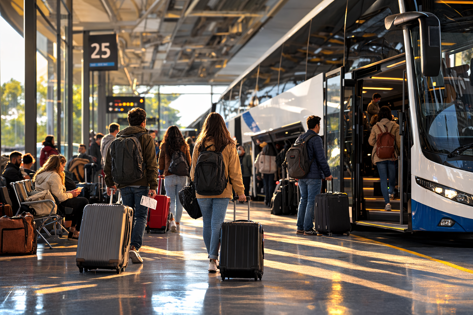 Terminal moderna con pasajeros